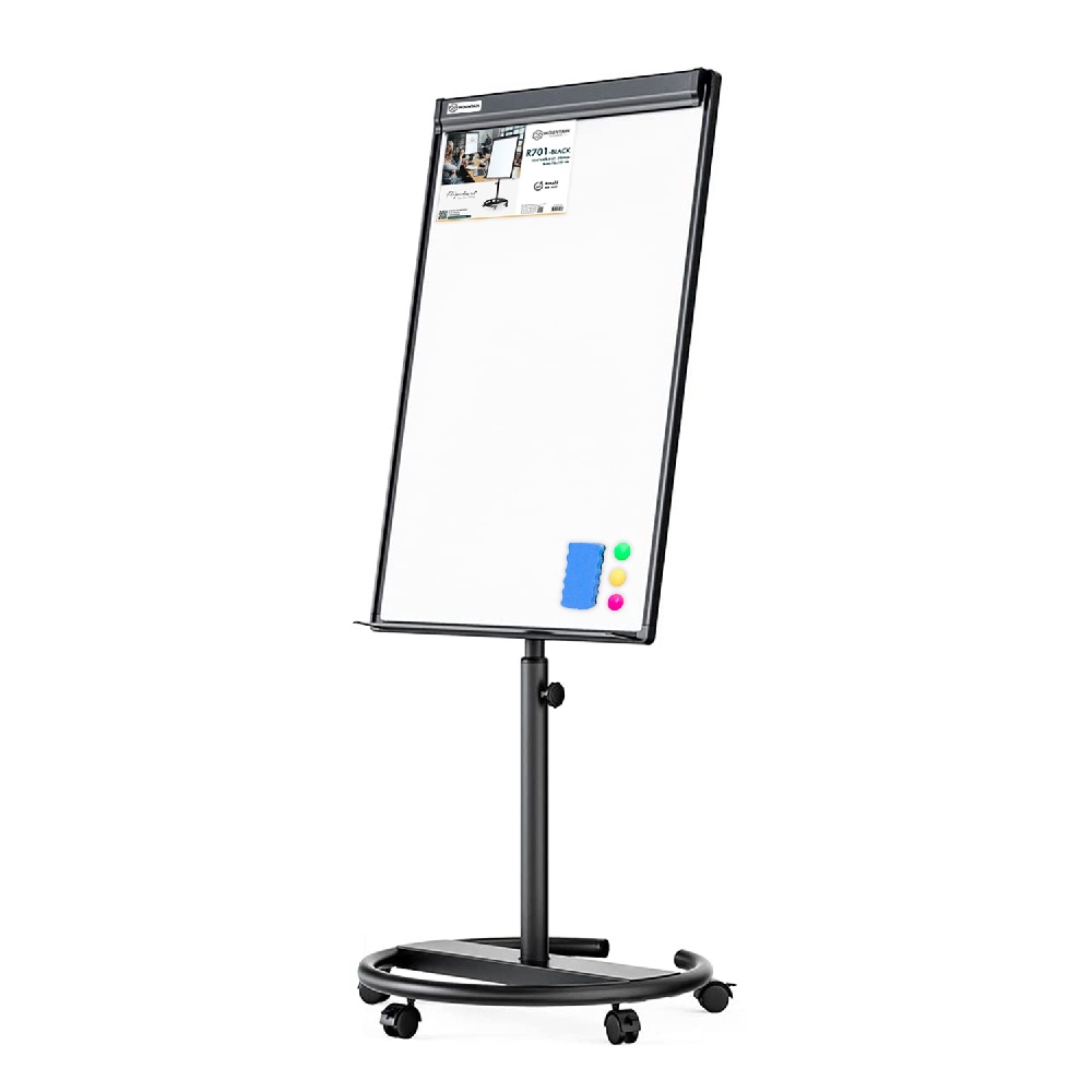 กระดานไวท์บอร์ดขาตั้ง กระดานฟลิปชาร์ท แบบมีล้อ มีแม่เหล็ก Mountain รุ่น R701 (70x100 cm.) สีดำ