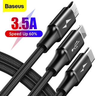 Baseus 1.2M 3 in 1 USB Cable Type C Cable for Samsung Xiaomi for iPhone 13 Pro Max 12 Charger Micro USB Cable