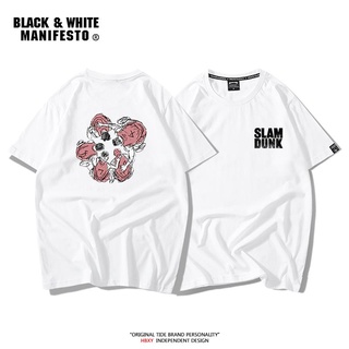 เสื้อยืดผู้ เสื้อยืดลําลอง แขนสั้น พิมพ์ลายการ์ตูนอนิเมะ Slam Dunk Sakuragi Flower Road Xiangbei Five Tigers ทรงหลวม สํา