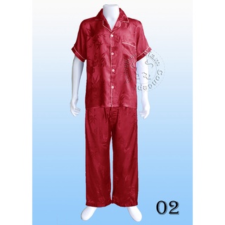 ชุดนอนผ้าแพรท่านชาย (RM02 สี Wine Red)