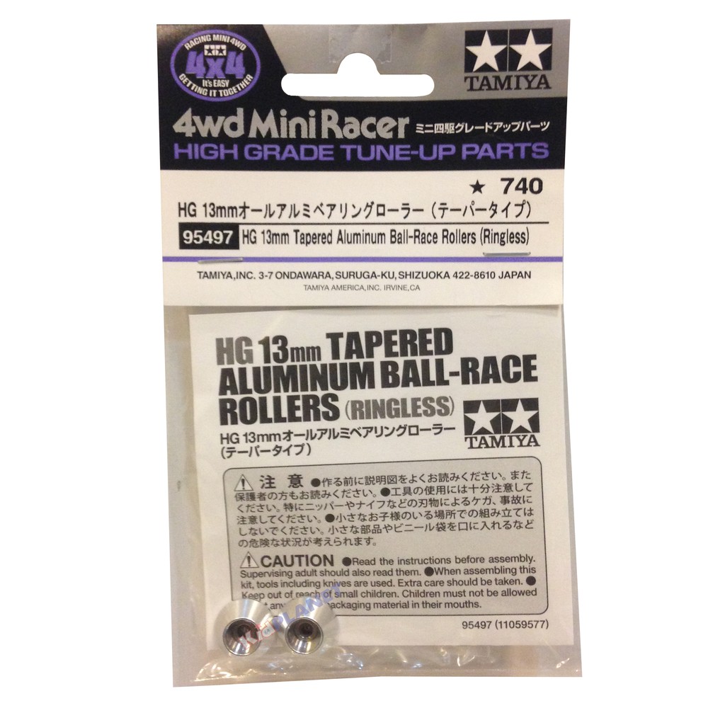 95497 TAMIYA HG 13mm Tapered Aluminum Ball-Race Rollers (Ringless)