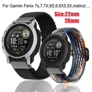 26mm 22mm ใหม่ สายนาฬิกา Garmin Fenix 7 Strap Fenix 7S , Fenix 7X ,  ไนลอน สาย Fenix 6 Fenix 6S Fenix 6X Pro Fenix 5 Fenix 5X Plus Fenix 3 Fenix 3HR Loop Nylon Quick Release Watch Easyfit Wrist Band Straps Garmin instinct 2 / instinct 2S Strap