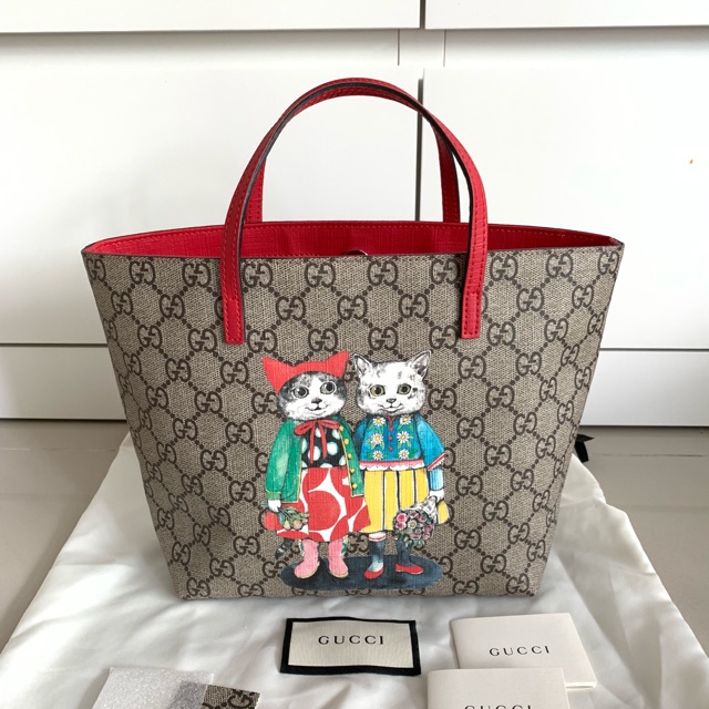 New Gucci tote kid แมวคู่