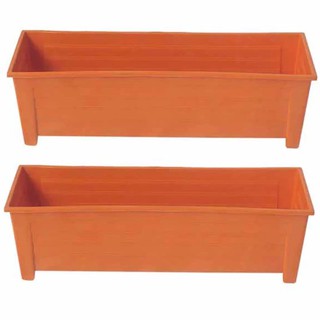 papamami Large plastic planting troughs กระถางต้นไม้ - สีส้ม 47cm (2อัน)