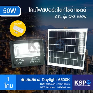 สปอร์ตไลท์ ฟลัดไลท์ โซล่าเซลล์ CTL LED Flood Light รุ่น CYZ-H 50W