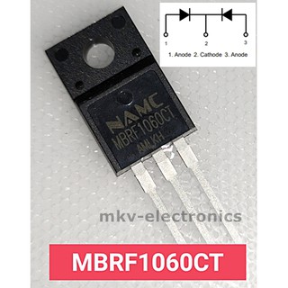 (1ตัว) MBRF1060CT , Schottky Diodes 10A 60V TO-220FP (รหัสสินค้า M02573)