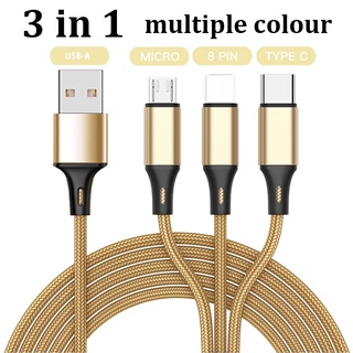 ของแท้ 3 IN 1 สายเคเบิล Usb Micro Usb Type C สายชาร์จเร็ว สายเคเบิลไนล่อน สากล