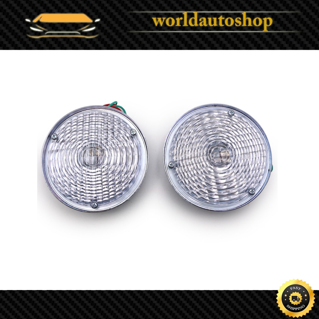 ไฟหรี่ ข้าง ทรงกลม แบบสกรู เลนส์สีขาว 2 ชิ้น ขนาด 4.5นิ้ว Jeep  Willys Jeep CJ3 CJ5 CJ6 CJ2A CJ3A CJ