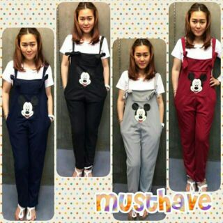 เอี๊ยมผ้าโปโลสกรีนมิกกี้ สี่สีพร้อมส่งค่า