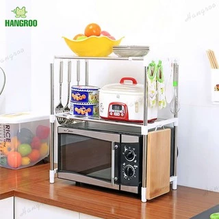 HANGROO YIK204 ชั้นวางของ วางไมโครเวฟ ปรับความยาวได้ ชั้นครัว 2ชั้น ชั้นวางอเนกประสงค์