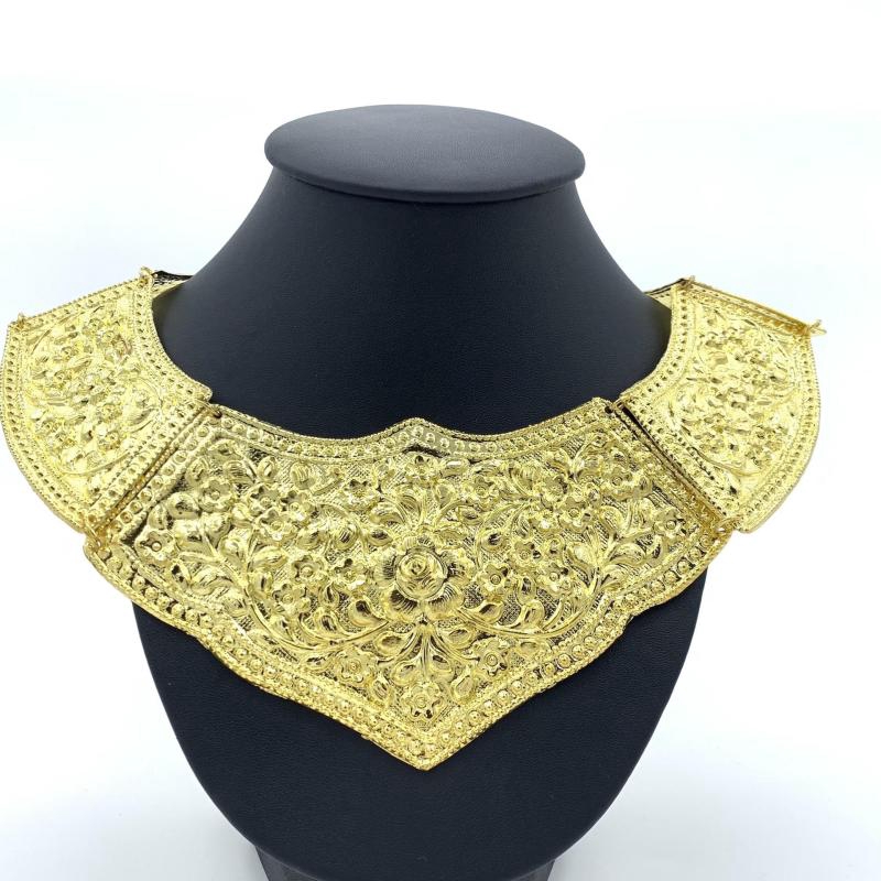 Vintage jewelry คอเงินโบราณ โบราณ ดอกไม้อีสานครอง ล้านนาไทยสร้อยคอ