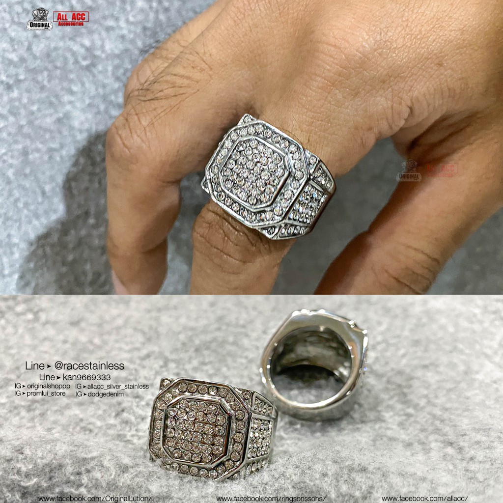 แหวนเพชร A Diamond Silver Cz เพชรเงิน เลสเงิน แหวนสแตนเลส แหวนเท่ๆ แหวนแฟชั่น สแตนเลสแท้ stainless 316l แท้100% allacc