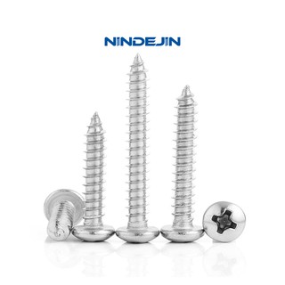 NINDEJIN M2/M2.3/M2.6 10/55 ชิ้นสกรูหัวกลมสกรูเกลียวไม้สแตนเลส