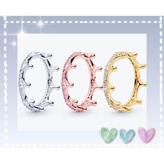 S925 Crown ring แหวนมงกุฎสีด ําแฟชั่นสําหรับผู้หญิง