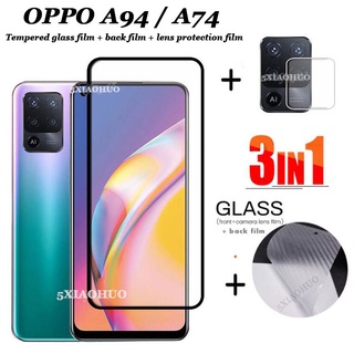 3 in 1 ฟิล์มกระจกกันรอย+เลนส์กล้องสําหรับ OPPO A94 A74 A54 A53 5G Realme C25 C21 C17 C15 C12