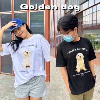 (1 บาทสำหรับลูกค้าใหม่) เสื้อโอเวอร์ไซส์ Golden Retriver 🐶💖 เสื้อยืด เสื้อแขนสั้น