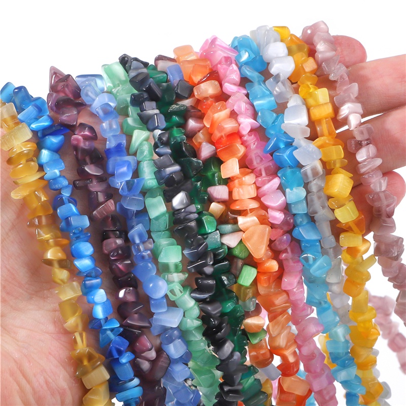 4-9mm ลูกปัดกรวดตาแมว สีสันสดใส สําหรับทําเครื่องประดับ สร้อยข้อมือ สร้อยคอ DIY