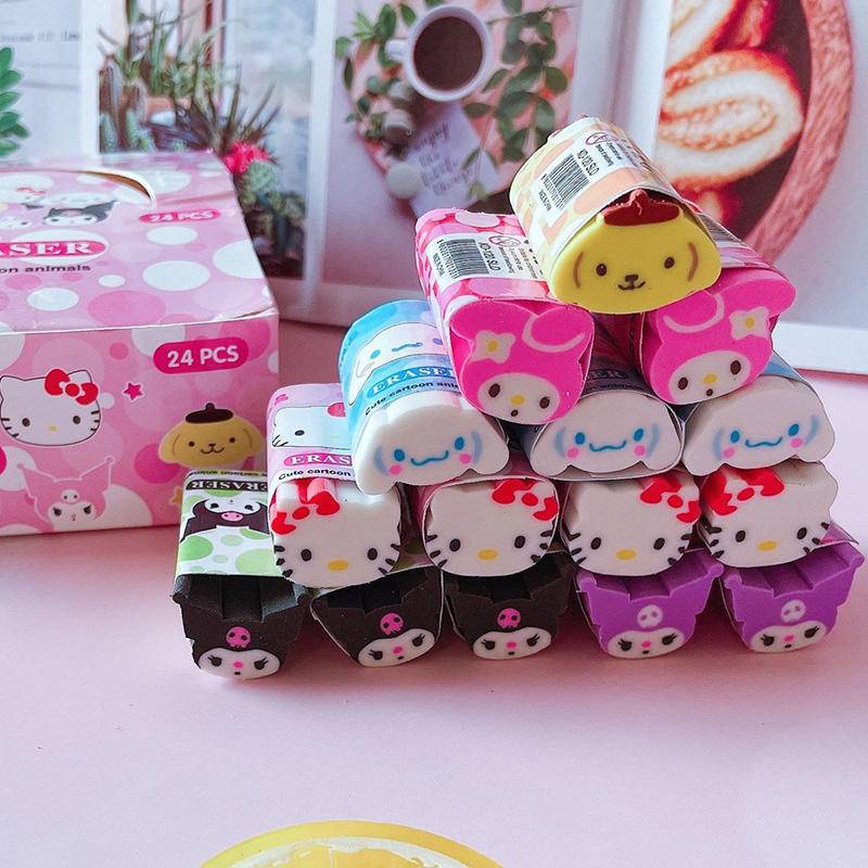 ยางลบดินสอ รูปการ์ตูนสัตว์น่ารัก Sanrio Mymelody Kuromi Cinnamoroll เหมาะกับของขวัญ สําหรับเด็กนักเรียน