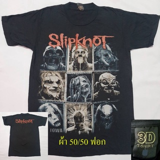 (ขายส่งได้)เสื้อวง Slipknot ตะเข้บเดี่ยว ผ้า คอตตอน 50% โพลี 50% (ผ้าบาง50/50)