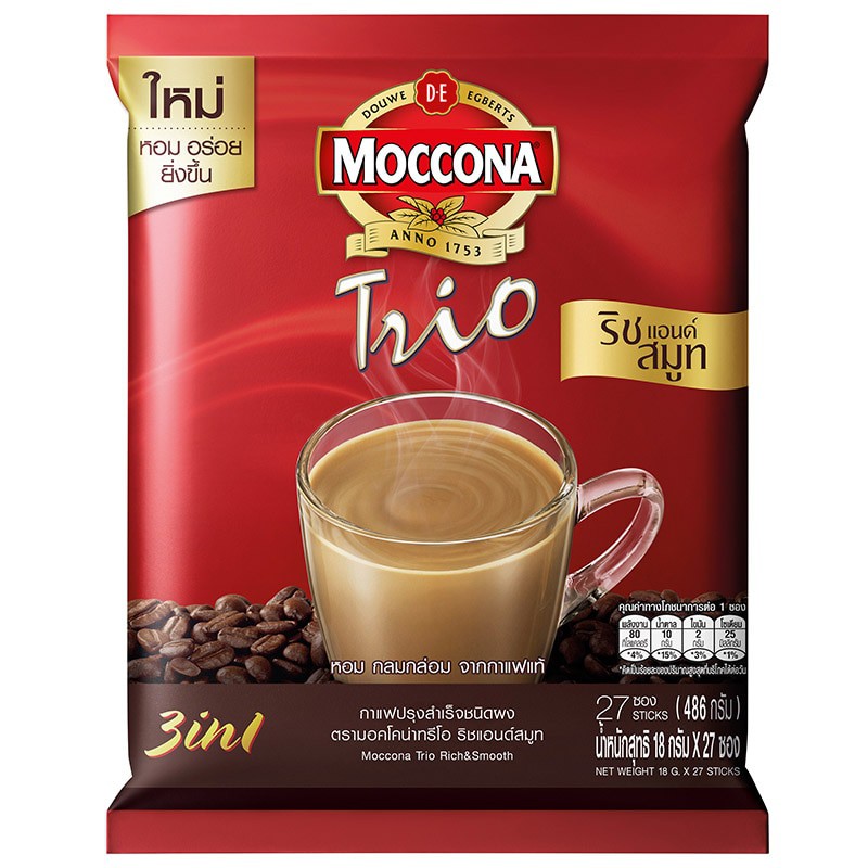 มอคโคน่า ทรีโอ กาแฟ 3in1 ริช แอนด์ สมูท (18 กรัม x 27 ซอง)