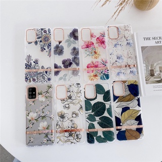 เคสโทรศัพท์มือถือ TPU ใส ลายดอกไม้ เคลือบเงา เต็มเครื่อง 8 สี สําหรับ Samsung Galaxy S20 S20FE S21 S21FE S22 Plus Note 20 Ultra Note20