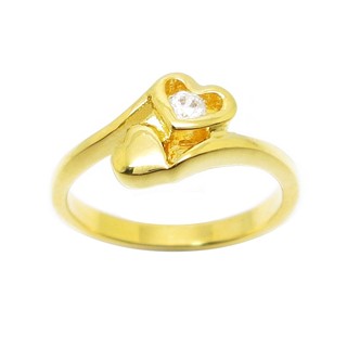 แหวนแฟชั่น แหวนหัวใจคู่ แหวนประดับเพชร แหวนหัวใจ แหวนชุบทอง