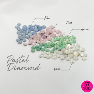 เพชรสีพาสเทล Pastel Diamond อะไหล่ติดเล็บแบบเพชร อะไหล่ติดประดับเล็บ เพชรติดเล็บ คละขนาด 100 ชิ้น