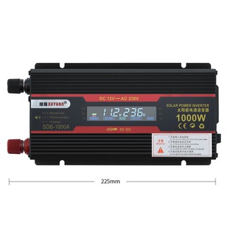 1000W รุ่นมีจอแสดง Car power Inverter 1000 W เครื่องแปลงไฟ USB DC 12V To AC 220V 50Hz ที่ชาร์จแบตในรถและอินเวอเตอร์