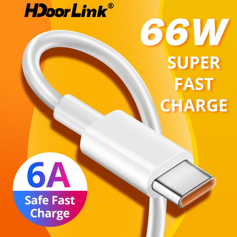 Hdoorlink สายชาร์จเร็วมาก 66W 6A USB C สําหรับ Huawei Mate 40 30 Pro Max Samsung Xiaomi สายชาร์จ USB-C