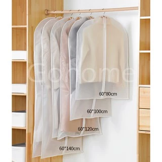 ถุงคลุมเสื้อผ้า ถุงใส่เสื้อผ้า ถุงใส่สูท กันฝุ่น แบบมีซิป สีขาวขุ่น