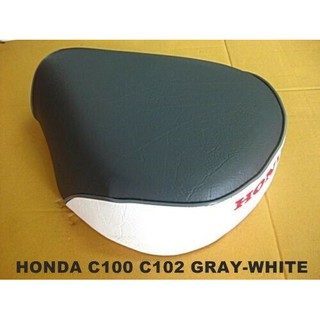 HONDA SUPERCUB C100 C102 CM91 C50 C65 C70 C90 SOLO SEAT "GREY"&amp;"WHITE" // เบาะรถมอเตอร์ไซค์ สีเทา-ขาว สกรีนตัวหนังสือแดง