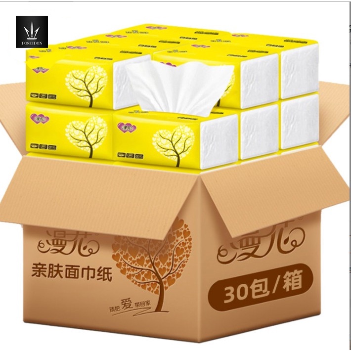 กระดาษทิชชู่ หนา 3 ชั้น 300 แผ่น ทิชชู่แบบดึง เหนียว แข็งแรง แบบพกพา กระดาษเช็ดมือ#A029