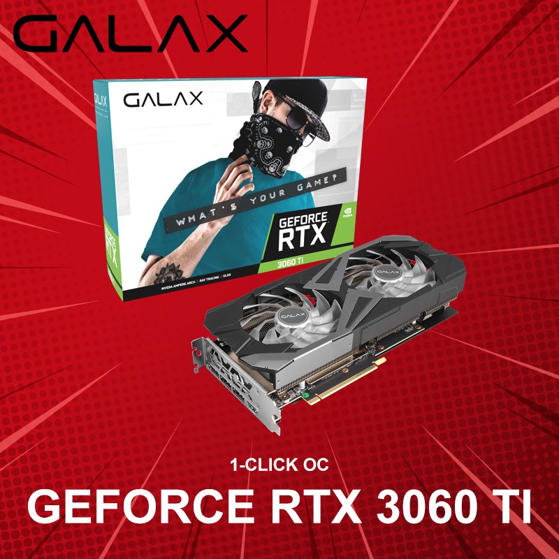 VGA (การ์ดแสดงผล) GALAX GeForce RTX 3060 Ti EX (1-Click OC) ประกันศูนย์ 3 ปี