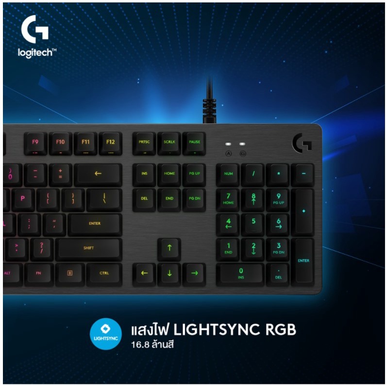 KEYBOARD (คีย์บอร์ด) LOGITECH G512 แสงไฟ LIGHTSYNC RGB 16.8 ล้านสี (EN/TH)  ประกัน 2 ปี ของแท้ ประกันศูนย์