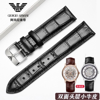 สายนาฬิกาข้อมือ หนังวัวแท้ กันเหงื่อ ขนาด 22 มม. สําหรับ Armani AR1981 2433 2447