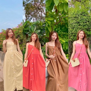 เดรสยาวสายเดี่ยว ผ้าฝ้าย