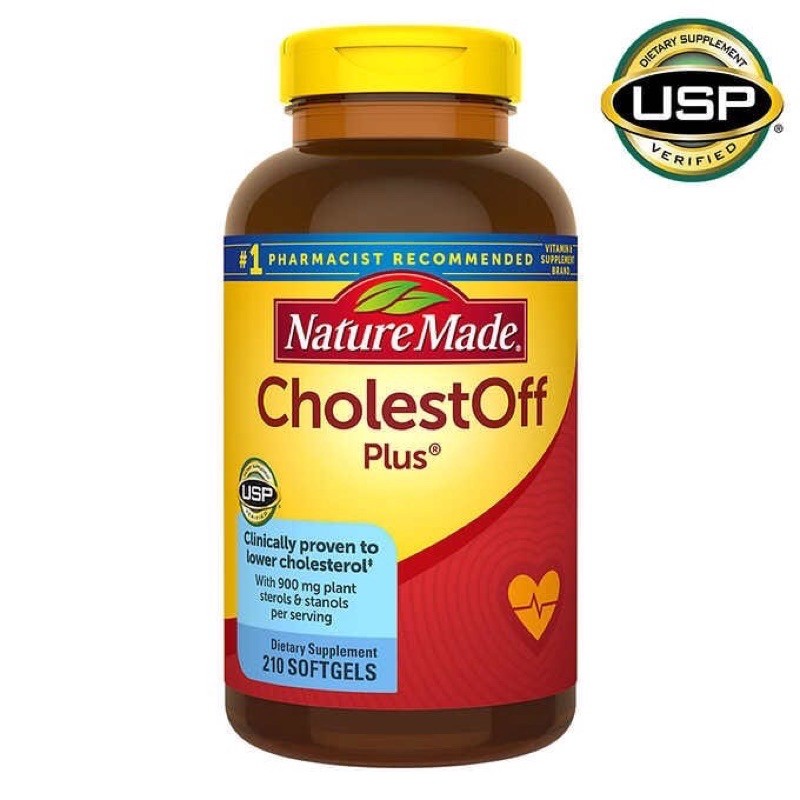 [💕โฉมใหม่ Exp. 05/2025- 210 เม็ด] Nature Made CholestOff Plus ลดคลอเลสเตอรอล/ ไขมัน LDL /ป้องกันโรคหัวใจและหลอดเลือด