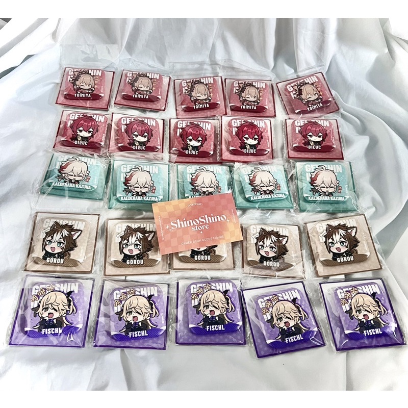 อะคริลิคสแตนดี้ตัวละครรุ่น/ป้ายกลม/ Yoimiya Fishcl Gorou genshin impact off cafe หนัง pu badge