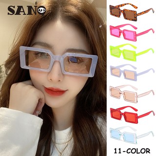 【สต็อกพร้อม】ย้อนยุค Ulzzang สี่เหลี่ยมผืนผ้าแว่นกันแดดผู้หญิง/ผู้ชาย UV400 Shade