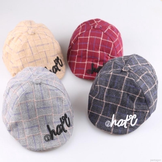 หมวก Beret Cap ลายสก็อตแฟชั่นสําหรับเด็กเล็ก