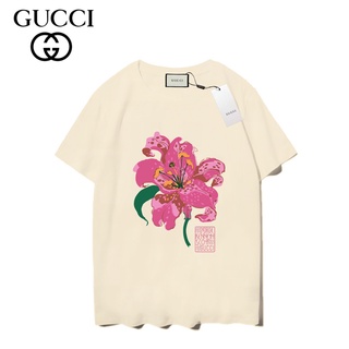 เสื้อยืดแขนสั้น ผ้าฝ้าย พิมพ์ลาย Gucc แฟชั่นสําหรับผู้ชาย และผู้หญิง