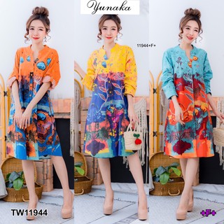 Dress เดรสเชิ้ตคอจีนแขนยาว กระดุมหน้ายาว