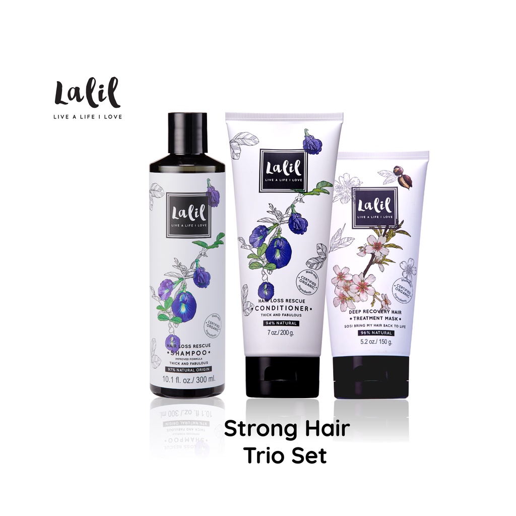 LALIL Strong Hair Trio Set (Hair Loss Shampoo &amp; Hair Loss Conditioner &amp;  Treatment Mask)