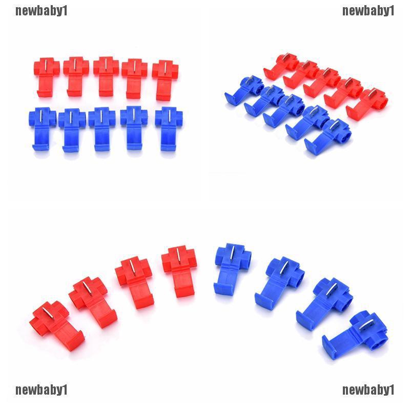 50Pcs Red Blue Snap On Connector Crimp Wire Splicer Terminal Lock