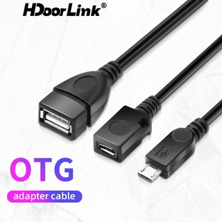 Hdoorlink 2 In 1 อะแดปเตอร์แยกสายเคเบิ้ล OTG Micro USB ตัว Y ตัวผู้ ตัวเมีย 5 Pin เป็น Micro