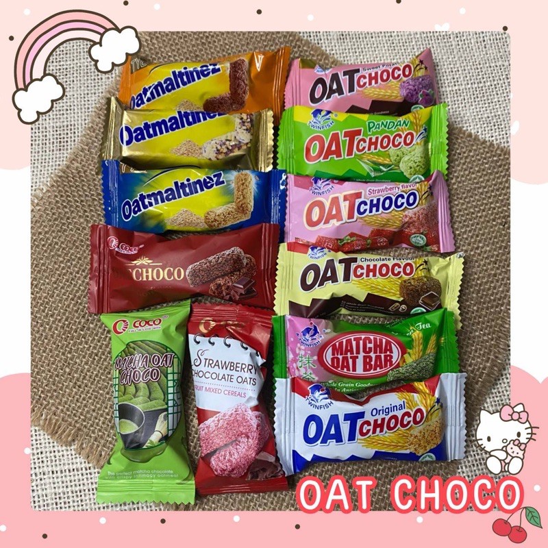 Oat choco ข้าวโอ้ต โปรโมชั่น ‼️ 12 ชิ้น เพียง 60ค่า ( 12ชิ้น 12 รส) 12 ชิ้น 12 รสชาติ