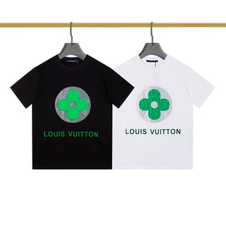 L&amp;v เสื้อยืดแขนสั้นลําลอง พิมพ์ลายโลโก้เพชร แฟชั่นคู่รัก สําหรับอุตสาหกรรมหนัก