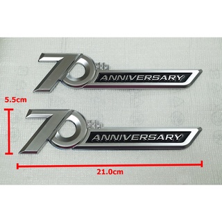 K-85 2ชิ้นป้ายโลโก้ ครบรอบ 70ปี 70th ANNIVERSARY สำหรับ Toyota ขนาด 21X5.5cmมีเทปกาวด้านหลัง