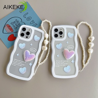 เคสโทรศัพท์มือถือแบบนิ่ม TPU ใส ลายหัวใจ 3D พร้อมสายคล้องมือ สําหรับ Vivo V23 5G Pro Y76s Y52s Y31s X80 X50 X70 X60 X27 Pro IQOO V17 Neo S1 5G 4G