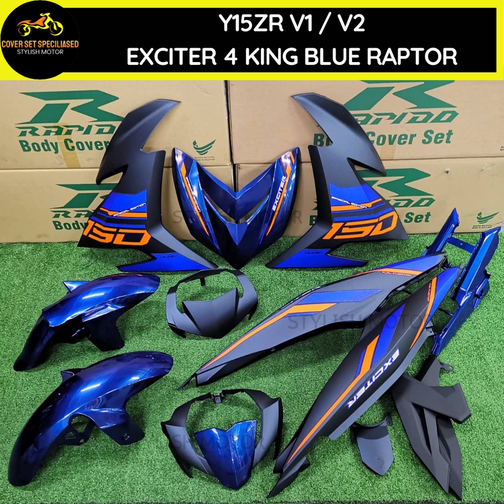 (STICKER TANAM/AIRBRUSH) ชุดครอบ RAPIDO Y15ZR V1/V2 EXCITER 4 KING BLUE RAPTOR